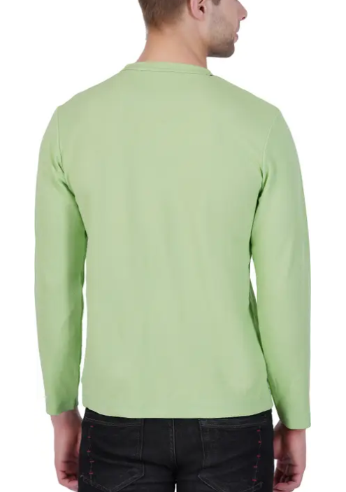 Men Solid Round Neck Polyester Light Green T-Shirt